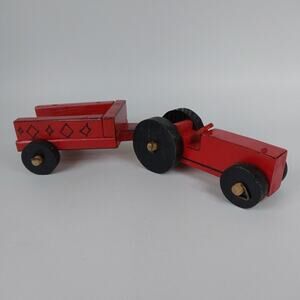 Handmade Wooden Toy Tractor And Wagon‎ Farming Toy